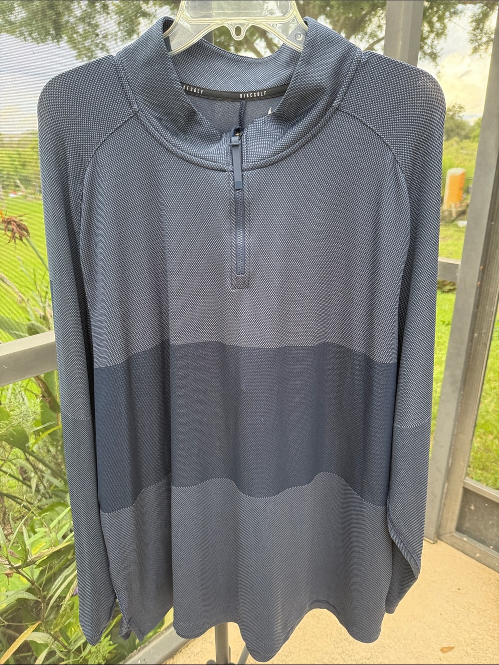 Nike Golf Dri Fit Men's Navy and Dark Navy Long-Sleeve Quarter Zip